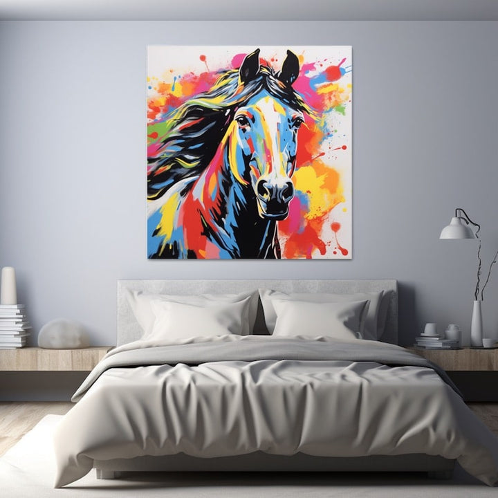Tableau Cheval Pop Art, art mural décoration nature