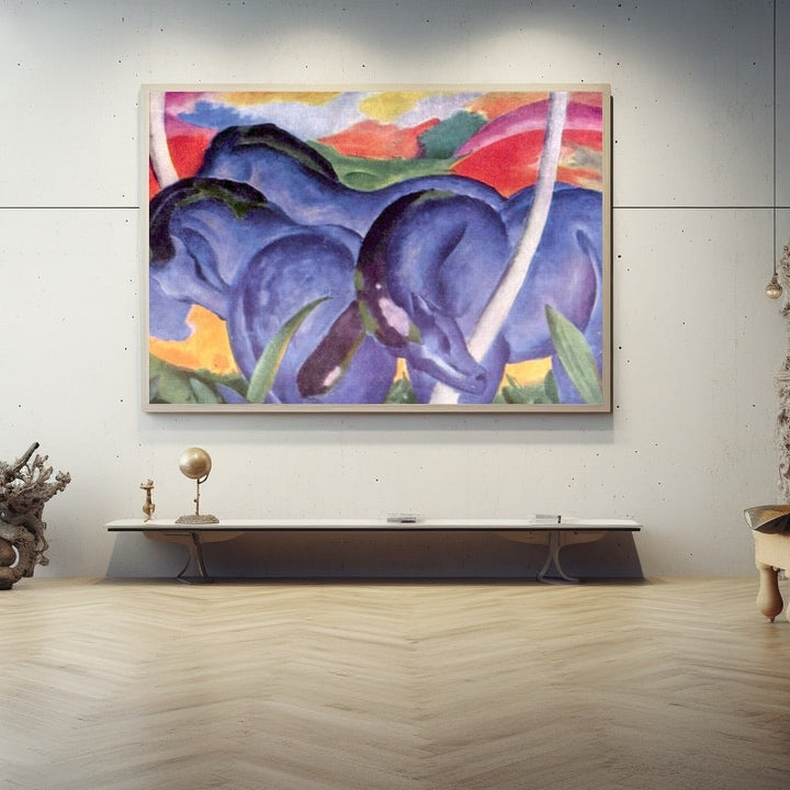 Tableau Chevaux Bleus, art mural décoration nature