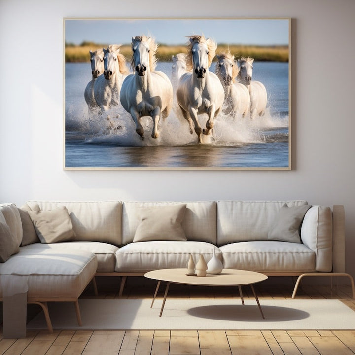 Tableau Chevaux Camargue, art mural décoration nature