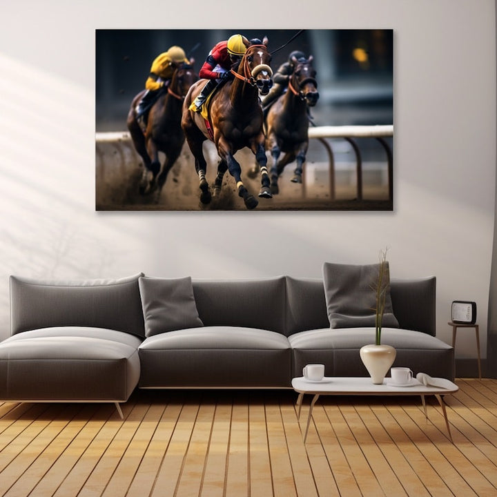 Tableau Chevaux de Course, art mural décoration nature