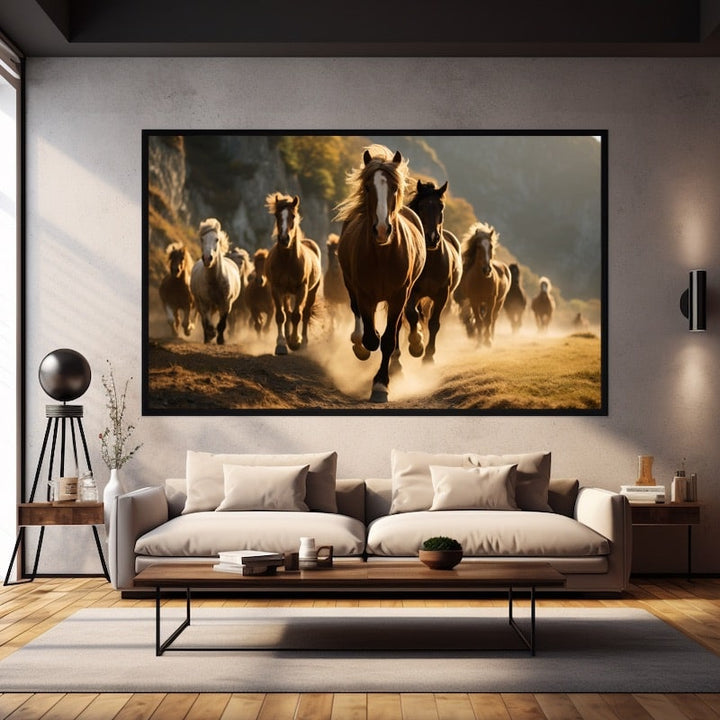 Tableau Chevaux Sauvages, art mural décoration nature