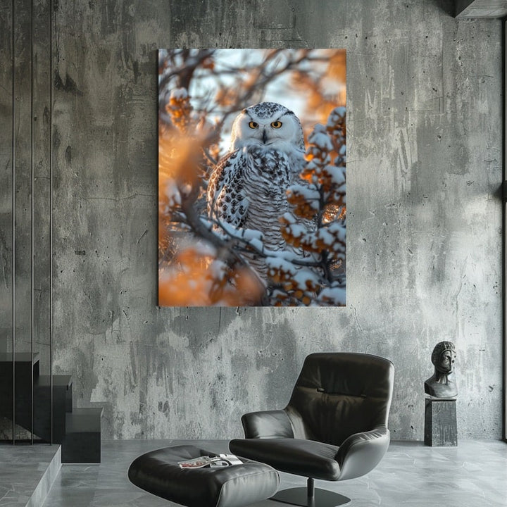 Tableau Chouette Blanche, art mural décoration nature