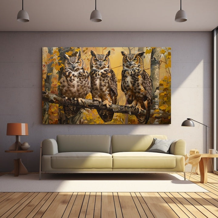Tableau Chouette Hibou, art mural décoration nature