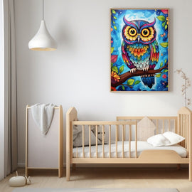 Tableau Chouette pour Bébé, art mural décoration nature