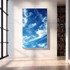 Tableau Ciel Bleu aux Cirrus Filants, art mural décoration nature