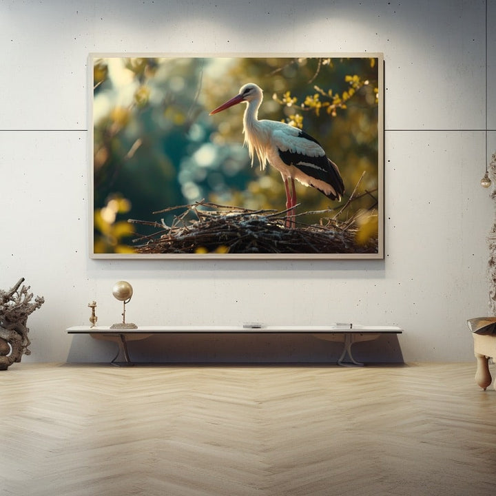 Tableau Cigogne, art mural décoration nature