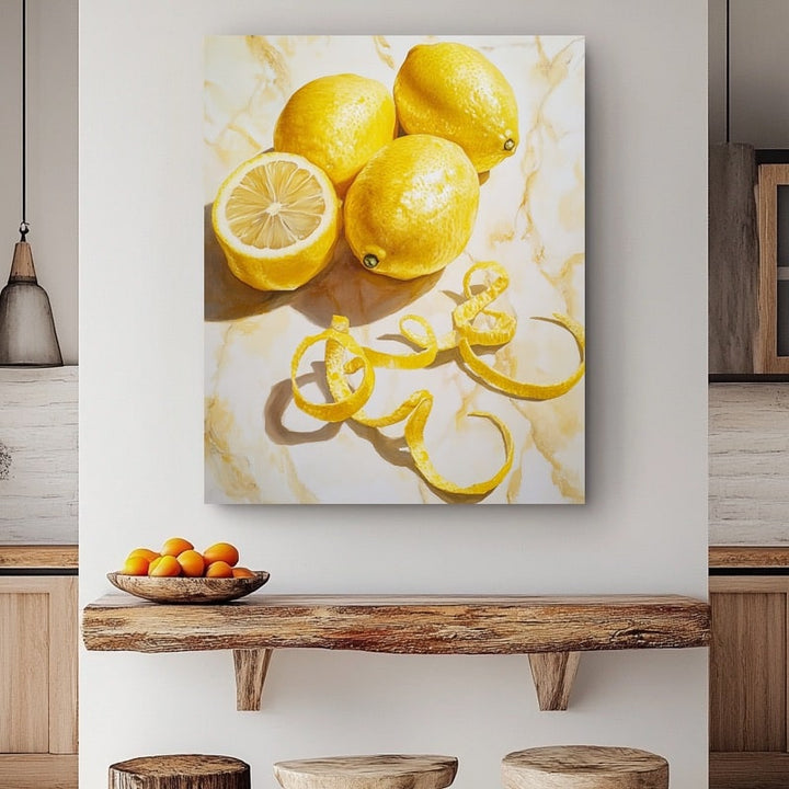 Tableau Citron Jaune, art mural décoration nature