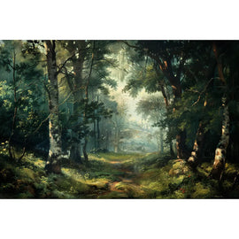 Tableau clairière lumineuse au cœur d'un sous-bois forestier