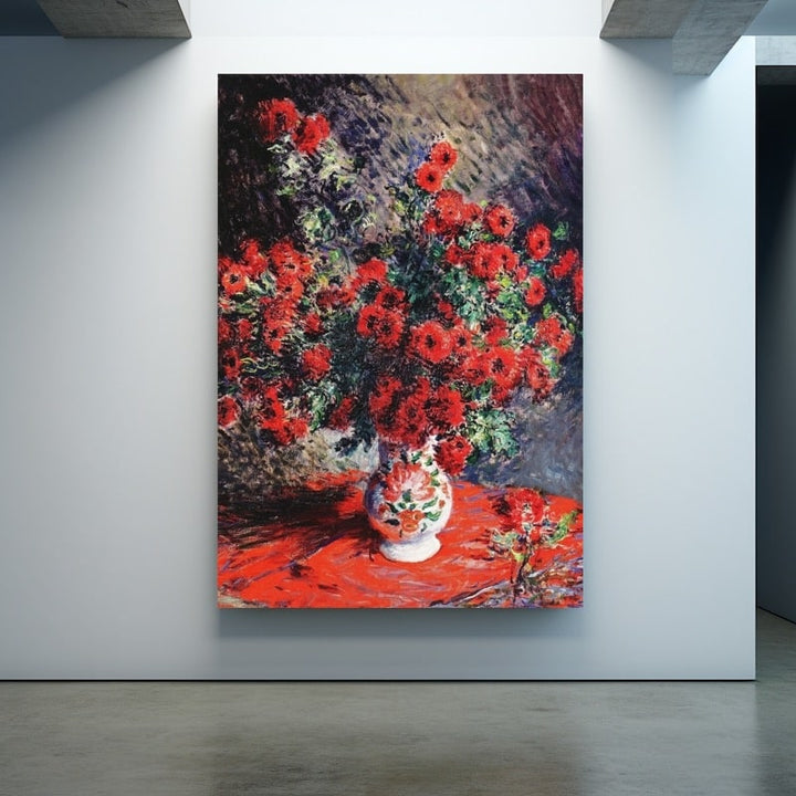 Tableau Claude Monet Fleurs Rouges, art mural décoration nature