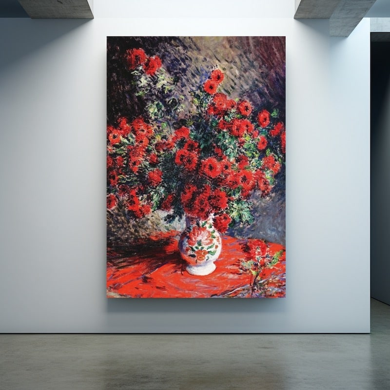 Tableau Claude Monet Fleurs Rouges