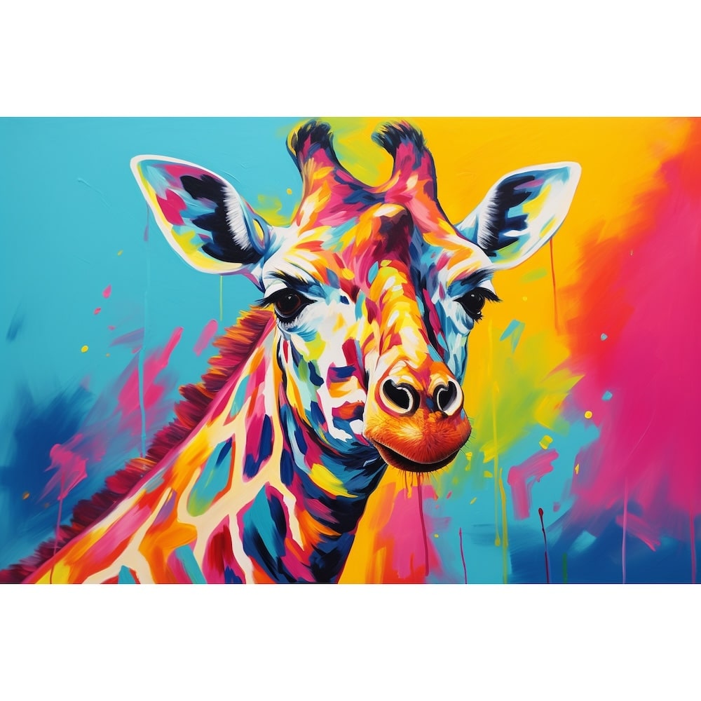 Tableau Girafe Coloré, art mural décoration nature