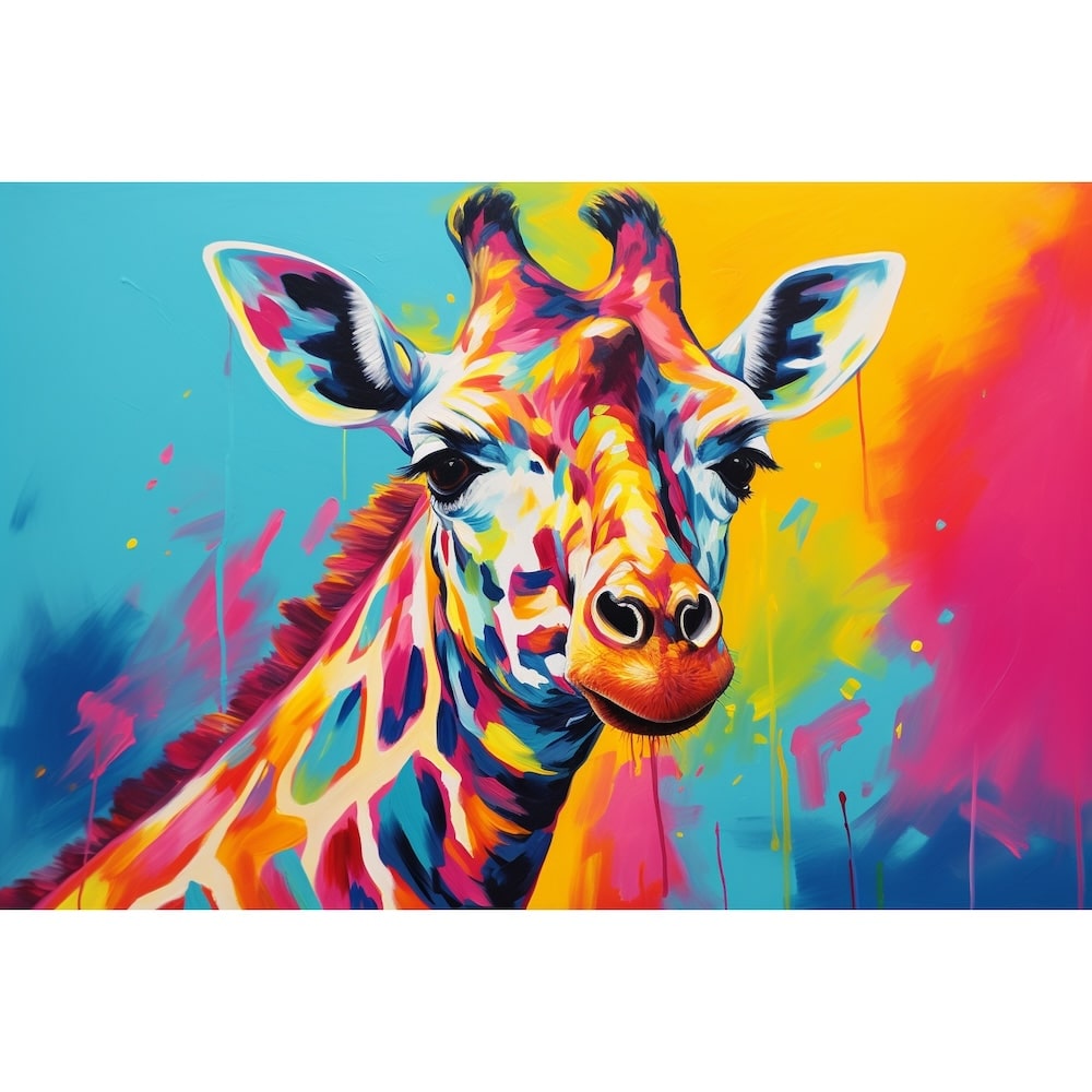 Tableau Girafe Feuilles Colorés - Ambiance Cadres