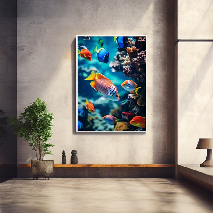 Tableau Coloré Poissons, art mural décoration nature