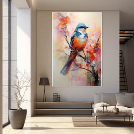 Tableau Contemporain Abstrait Oiseau, art mural décoration nature