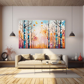 Tableau Contemporain Bouleaux, art mural décoration nature