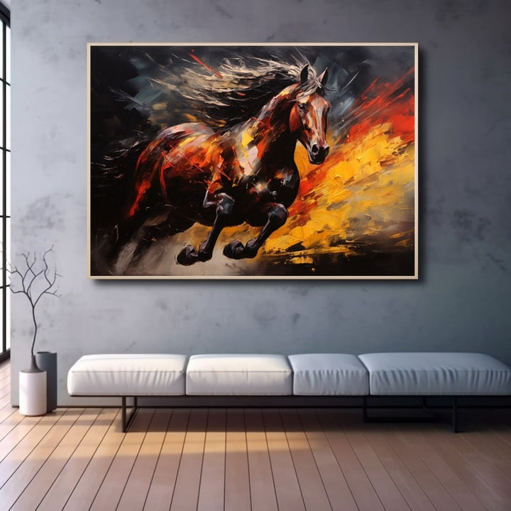 Tableau Contemporain Cheval, art mural décoration nature
