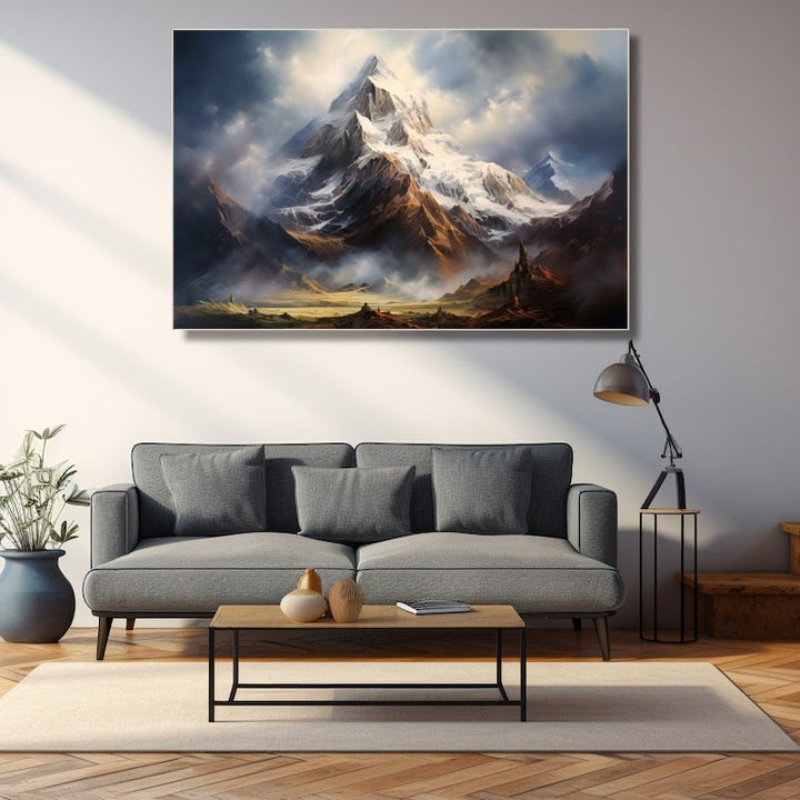 Tableau Contemporain Montagne, art mural décoration nature