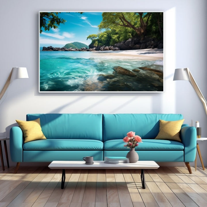 Tableau Contemporain Plage, art mural décoration nature