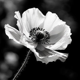 Tableau Coquelicot Noir Blanc