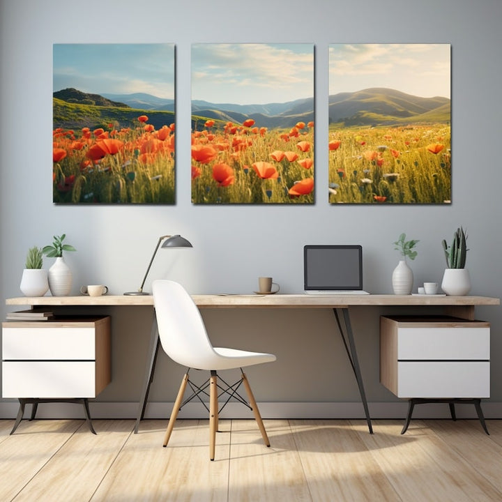 Tableau Coquelicot Triptyque