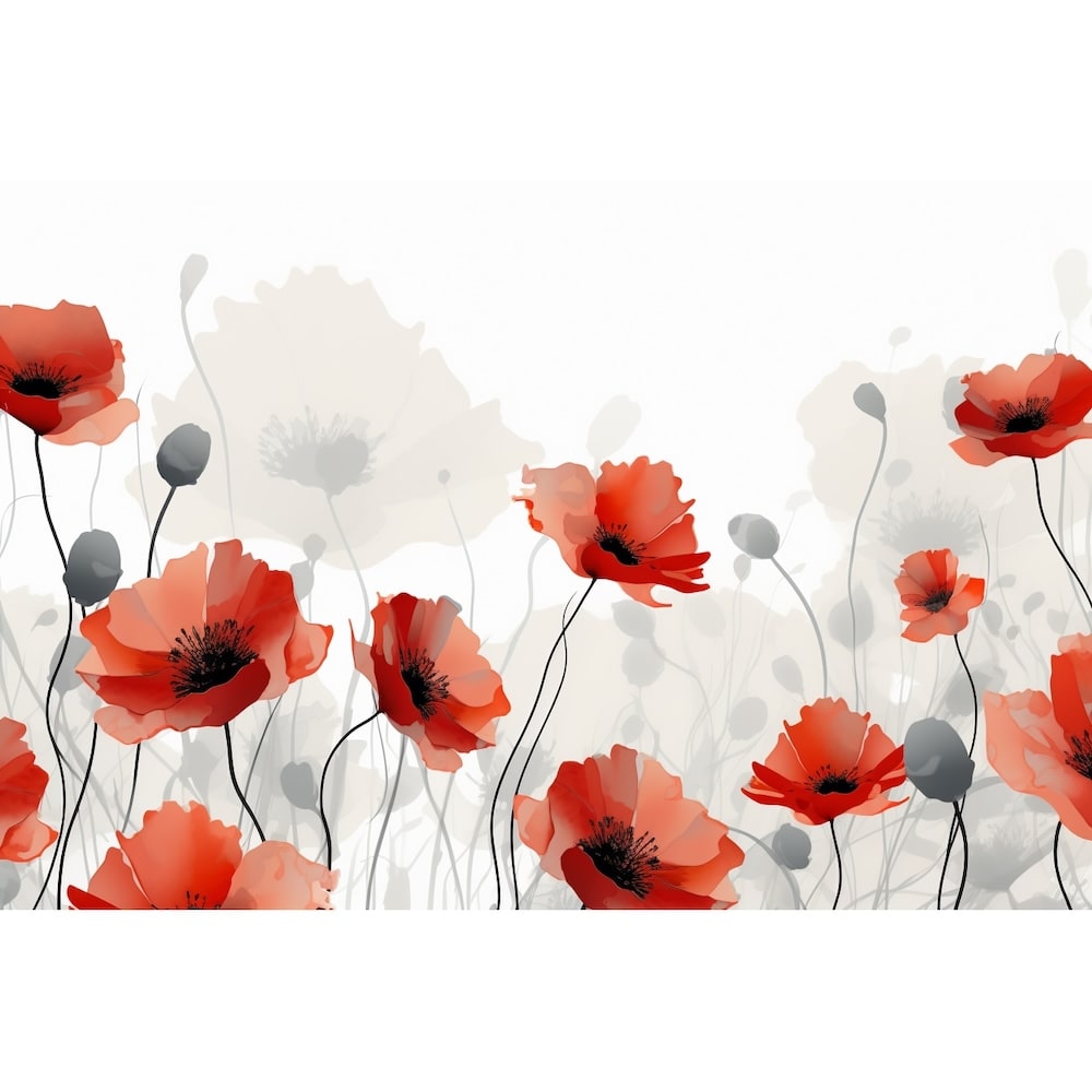 Tableau Coquelicots Gris