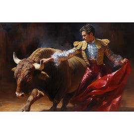 Tableau Taureau Corrida, art mural décoration nature