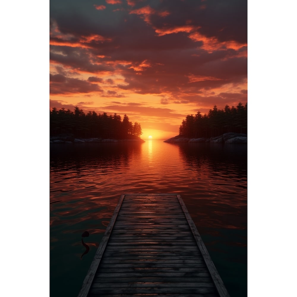 Tableau Coucher de Soleil Ponton, art mural décoration nature