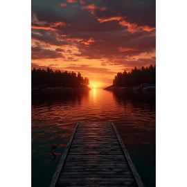 Tableau Coucher de Soleil Ponton, art mural décoration nature
