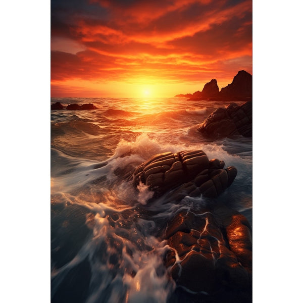 Tableau Coucher de Soleil en Bord de Mer, art mural décoration nature