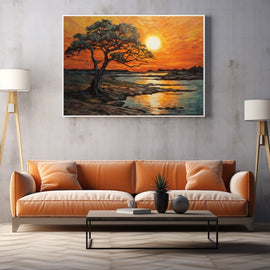 Tableau Coucher de Soleil Contemporain, art mural décoration nature