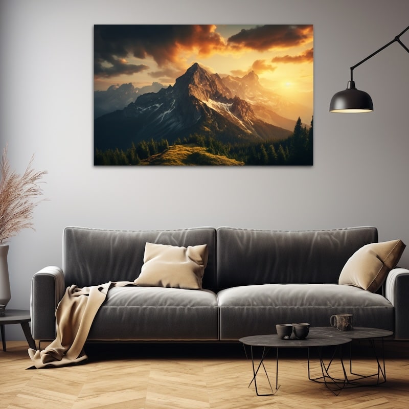 Tableau Crépuscule sur les Sommets, art mural décoration nature