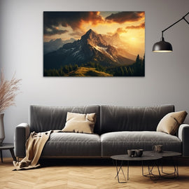 Tableau Crépuscule sur les Sommets, art mural décoration nature