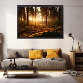 Tableau Coucher de Soleil Forêt, art mural décoration nature