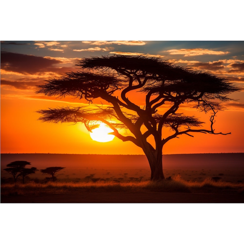Tableau Coucher de Soleil Savane, art mural décoration nature, vue 2