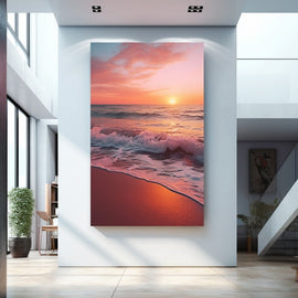 Tableau Rivage Rose au Crépuscule, art mural décoration nature
