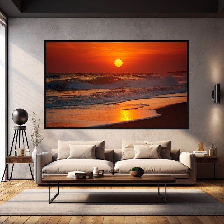 Tableau Coucher de Soleil sur la Plage, art mural décoration nature