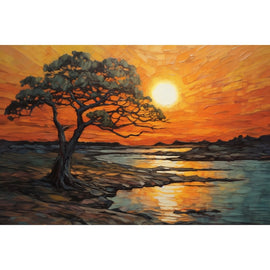 Tableau Coucher de Soleil Contemporain, art mural décoration nature