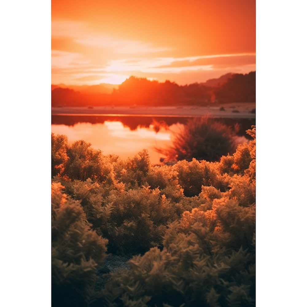 Tableau Coucher de Soleil Orangé, art mural décoration nature