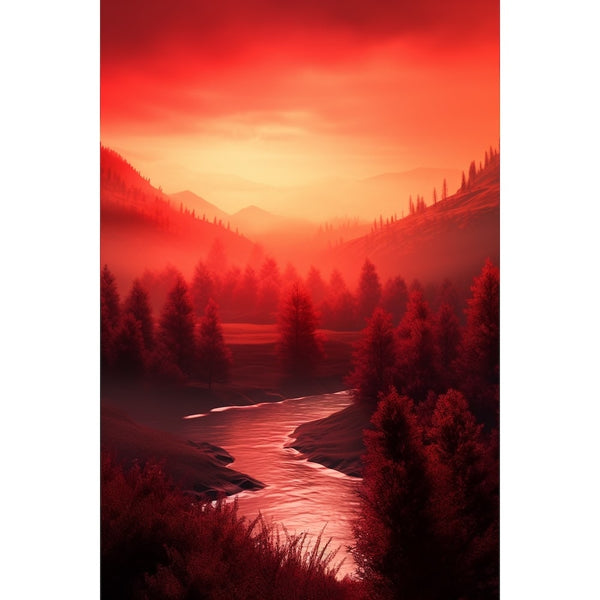 Tableau Coucher de Soleil Rouge, art mural décoration nature