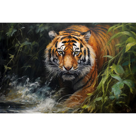 Tableau Tigre Traversant la Rivière, art mural décoration nature