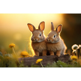 Tableau Couple de Lapin, art mural décoration nature
