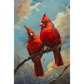 Tableau les Oiseaux Cardinaux Rouges, art mural décoration nature