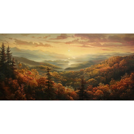 Tableau de Paysage d'Automne au Coucher de Soleil, art mural décoration nature