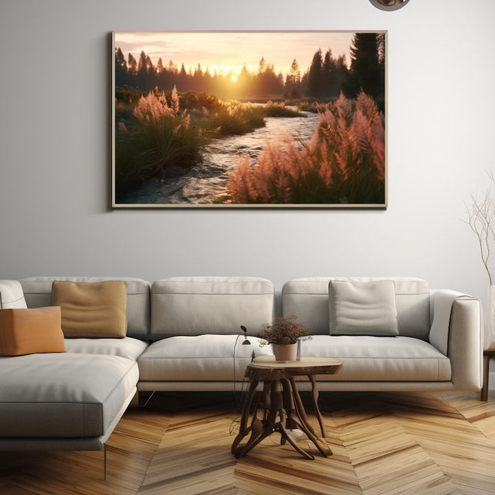 Tableau d'un Coucher de Soleil, art mural décoration nature