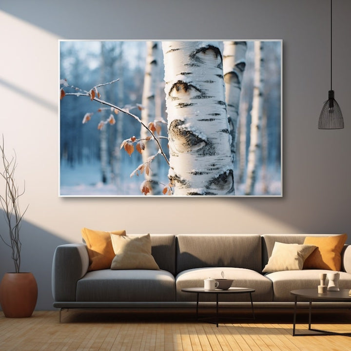 Tableau de Bouleau en Hiver, art mural décoration nature