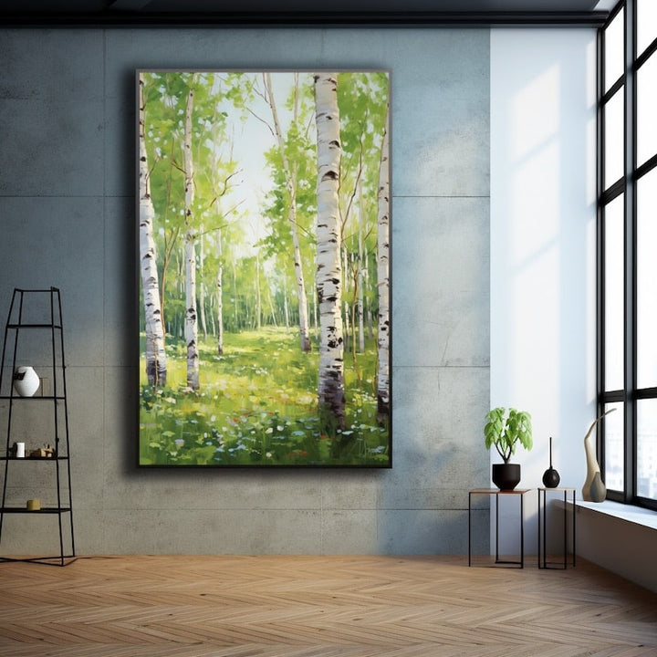 Tableau de Bouleaux Blancs Acrylique, art mural décoration nature