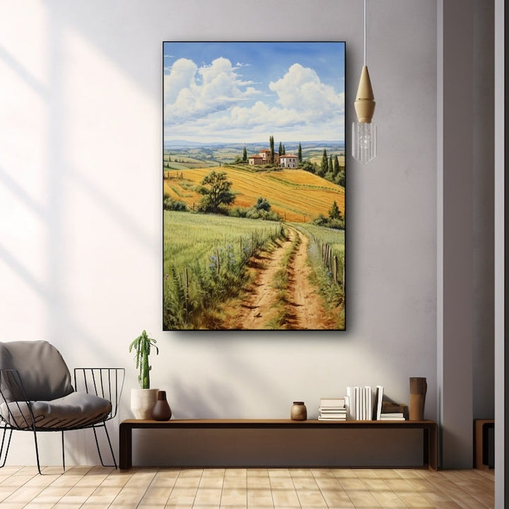 Tableau Campagne Fin Été en Toscane, art mural décoration nature