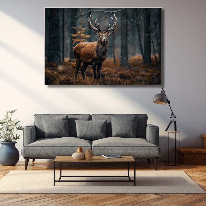 Tableau Cerf en Forêt d'Automne, art mural décoration nature