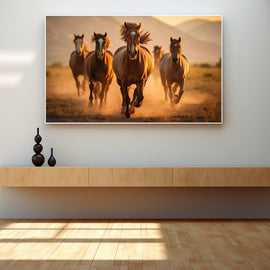Tableau Troupeau au Galop, art mural décoration nature