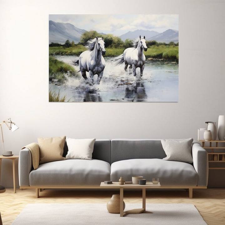 Tableau de Chevaux en Peinture, art mural décoration nature